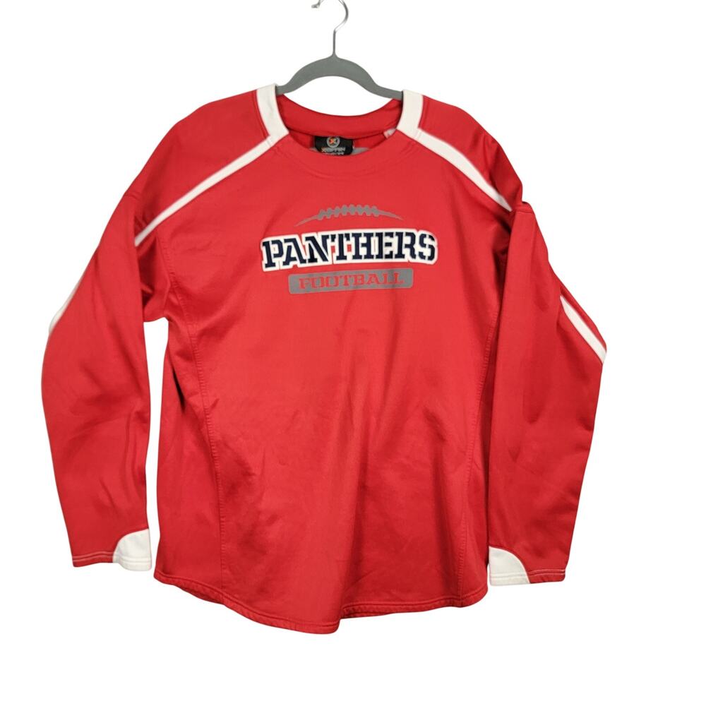 X Grain Panthers Football Shirt Mens XL Red Long Sleeve Warm Up Pullover Jersey